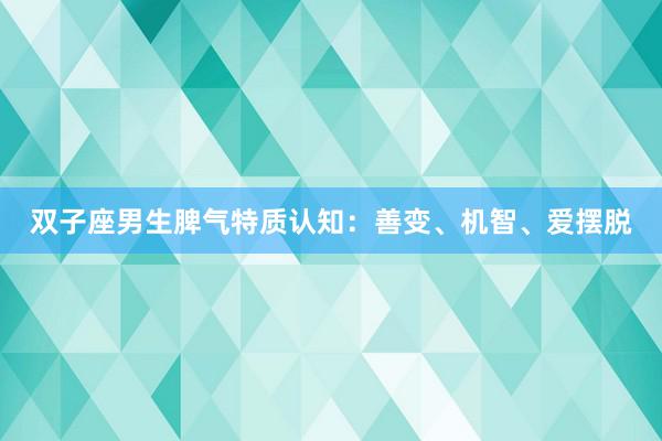双子座男生脾气特质认知：善变、机智、爱摆脱
